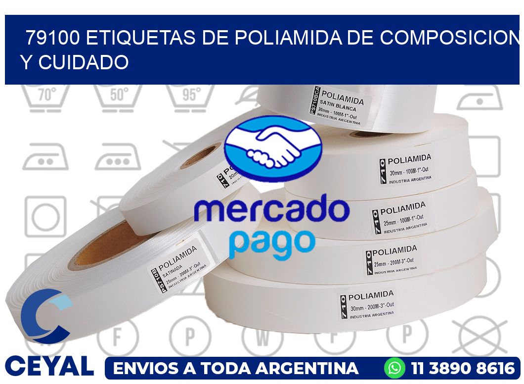 79100 etiquetas de poliamida de composicion y cuidado