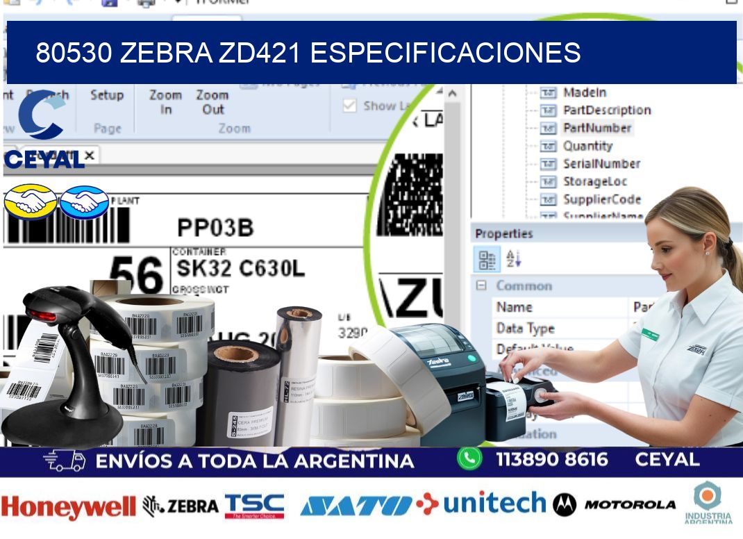 80530 Zebra ZD421 especificaciones