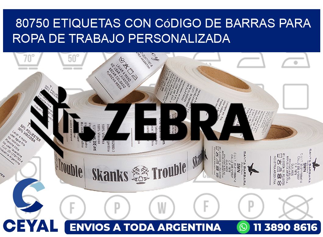 80750 Etiquetas con código de barras para ropa de trabajo personalizada