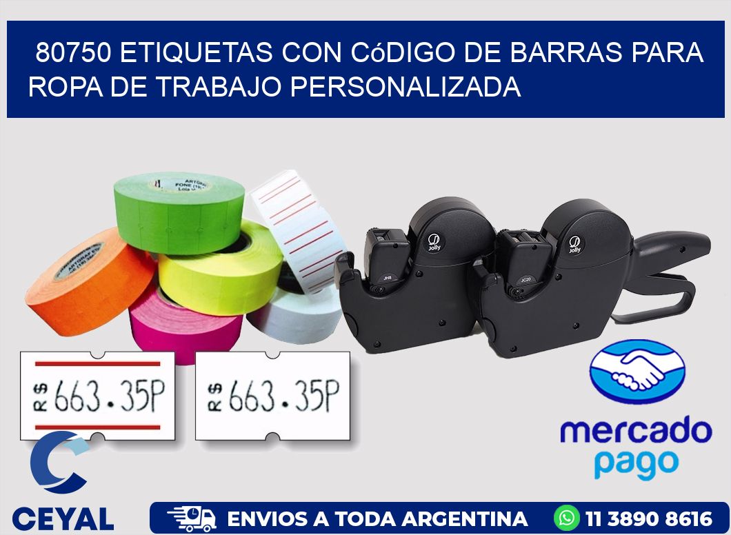 80750 Etiquetas con código de barras para ropa de trabajo personalizada