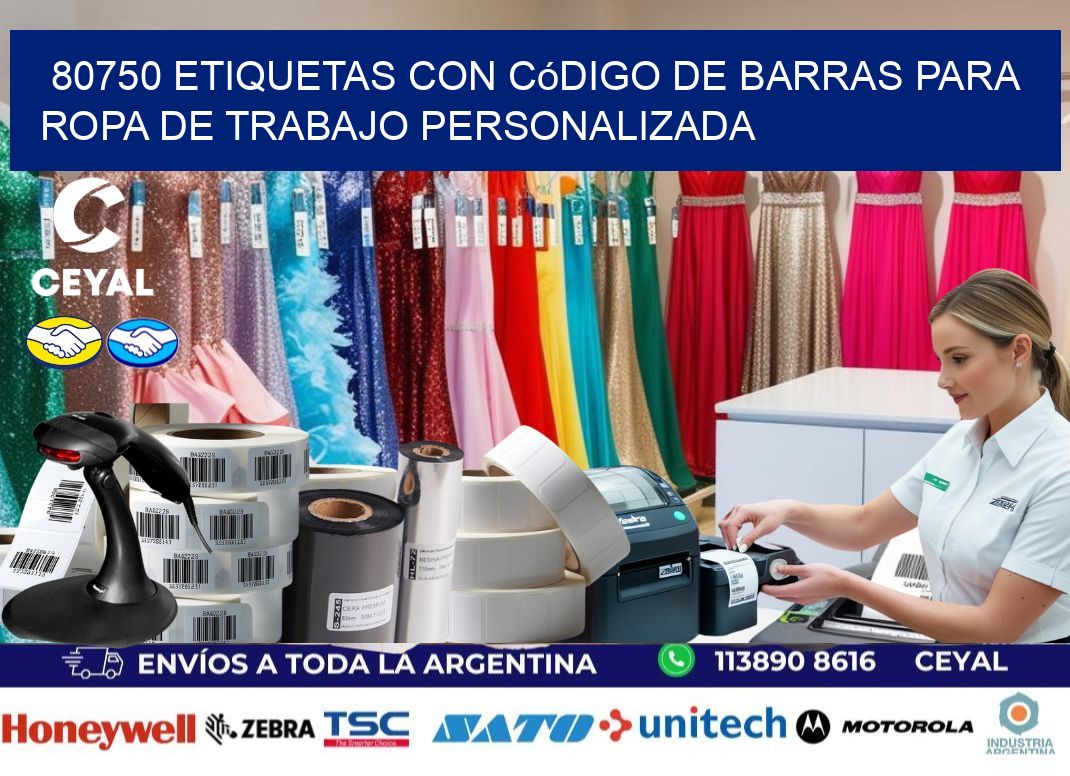 80750 Etiquetas con código de barras para ropa de trabajo personalizada