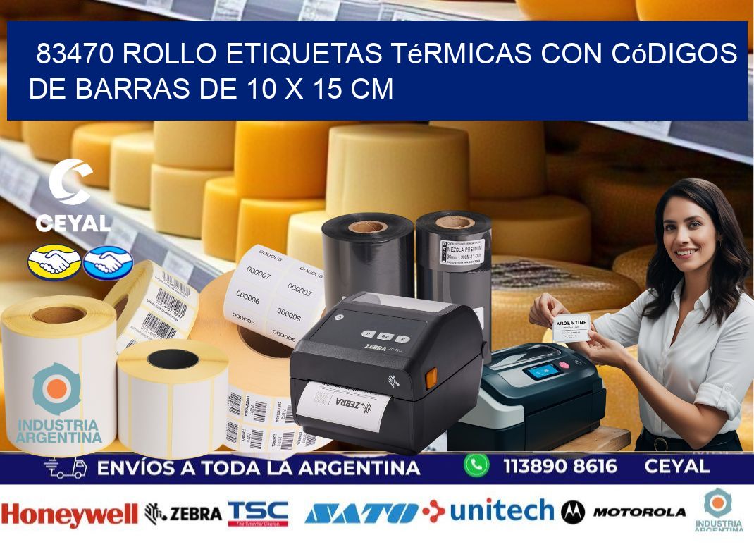 83470 Rollo etiquetas térmicas con Códigos de Barras de 10 x 15 cm