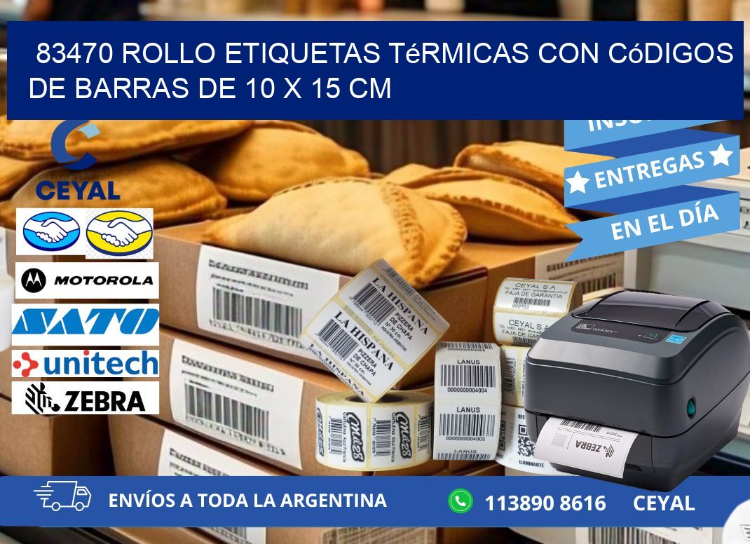 83470 Rollo etiquetas térmicas con Códigos de Barras de 10 x 15 cm