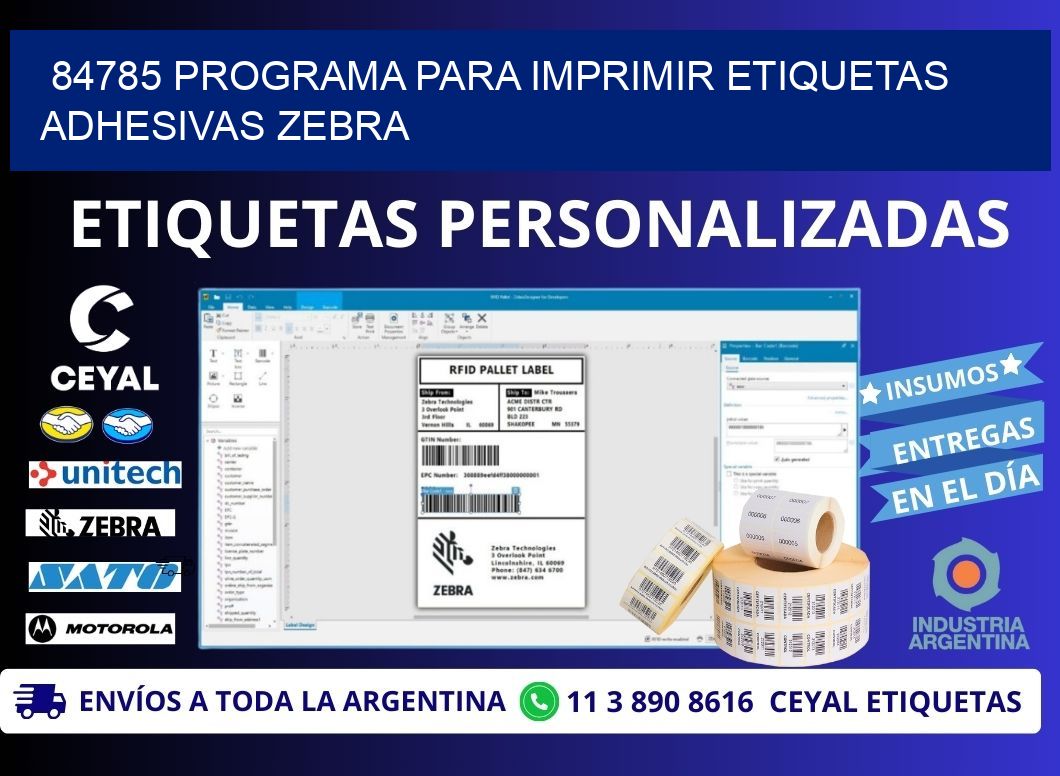 84785 Programa para imprimir etiquetas adhesivas zebra
