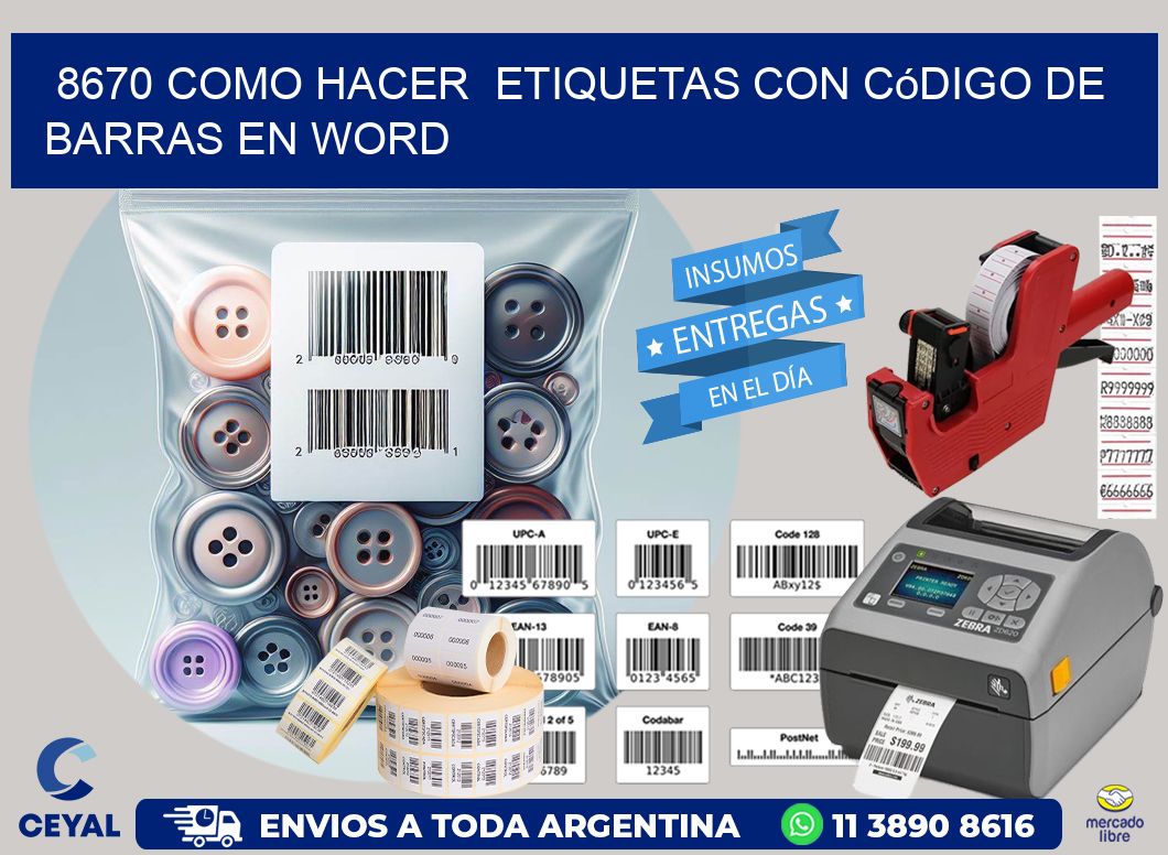 8670 Como hacer  etiquetas con código de barras en Word