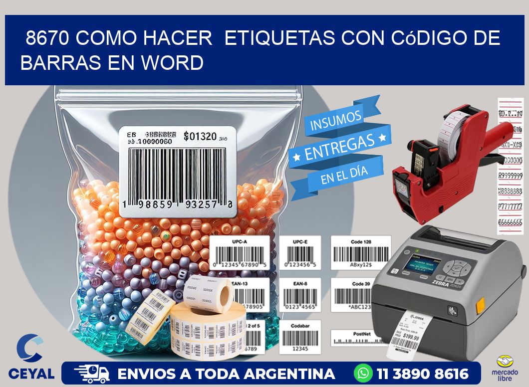 8670 Como hacer  etiquetas con código de barras en Word