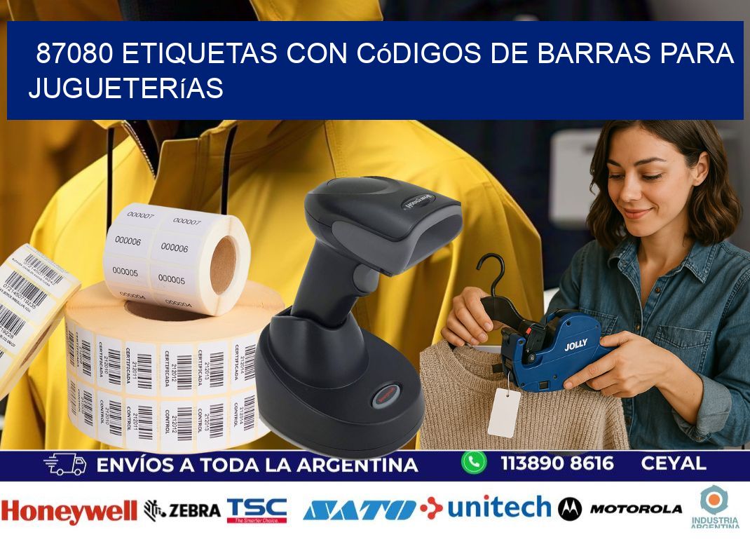 87080 etiquetas con códigos de barras para jugueterías