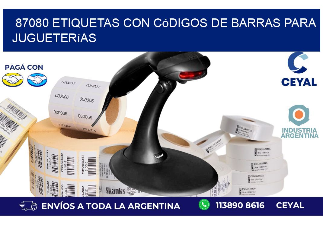87080 etiquetas con códigos de barras para jugueterías