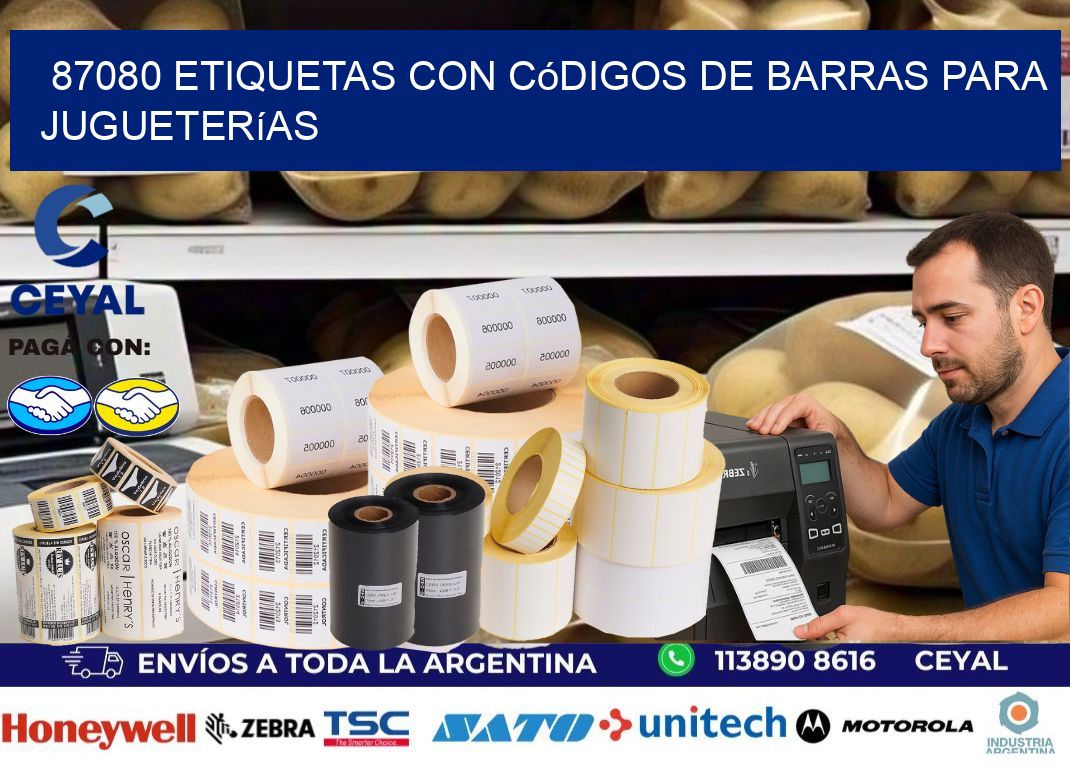 87080 etiquetas con códigos de barras para jugueterías
