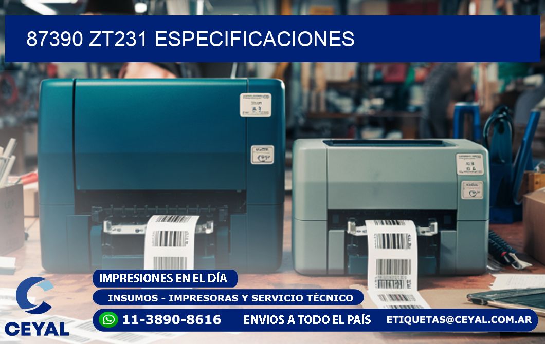 87390 ZT231 especificaciones