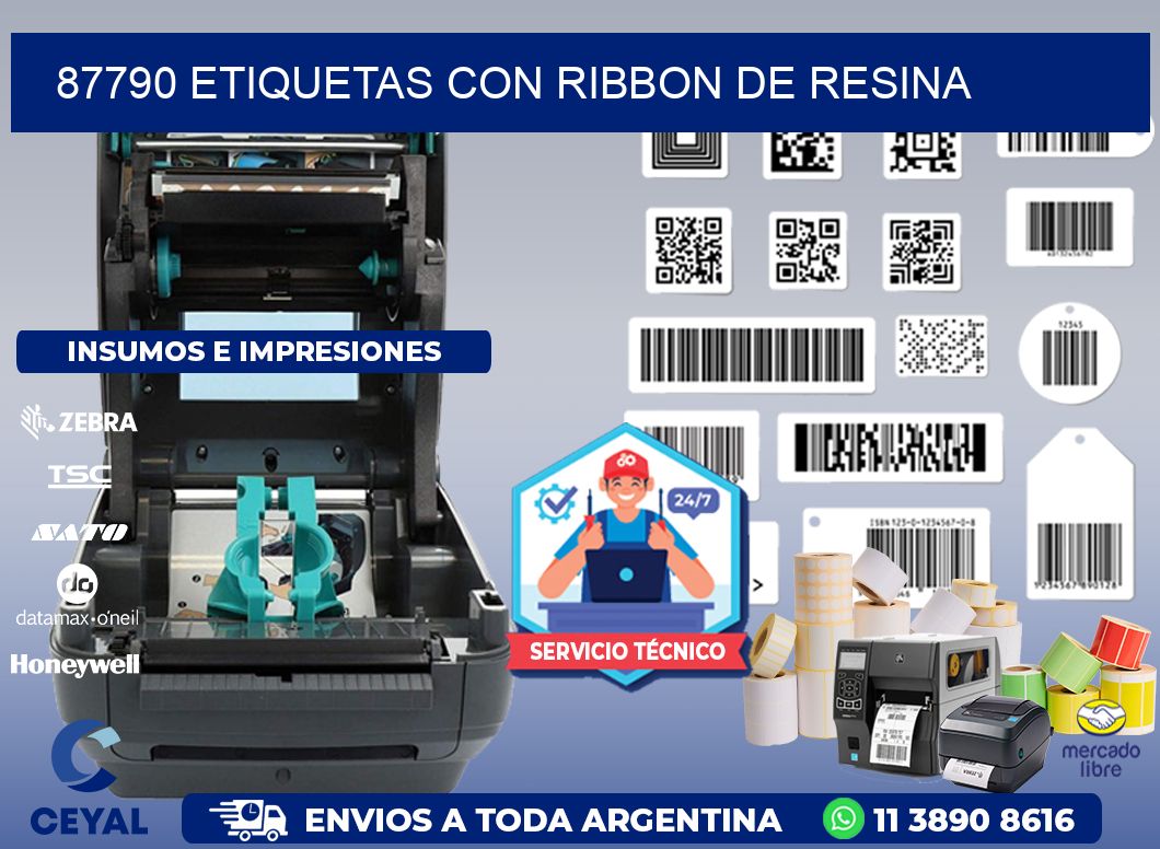 87790 etiquetas con ribbon de resina