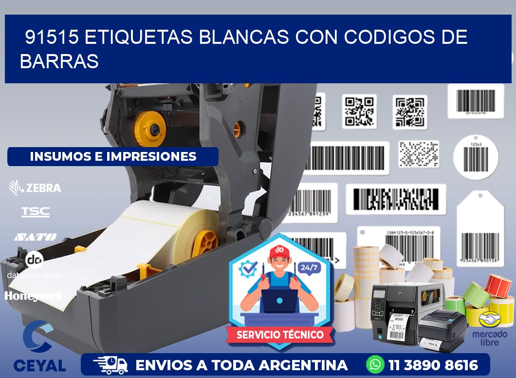 91515 etiquetas blancas con codigos de barras