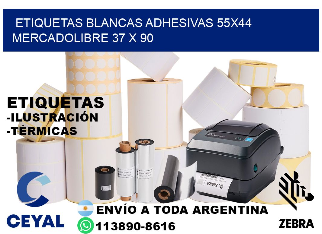 etiquetas blancas adhesivas 55x44 mercadolibre 37 x 90