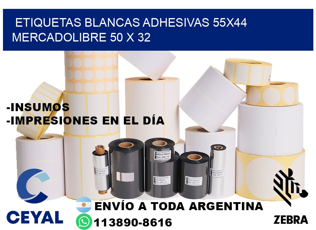 etiquetas blancas adhesivas 55x44 mercadolibre 50 x 32