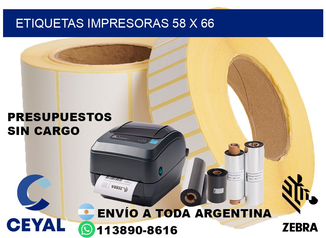 etiquetas impresoras 58 x 66