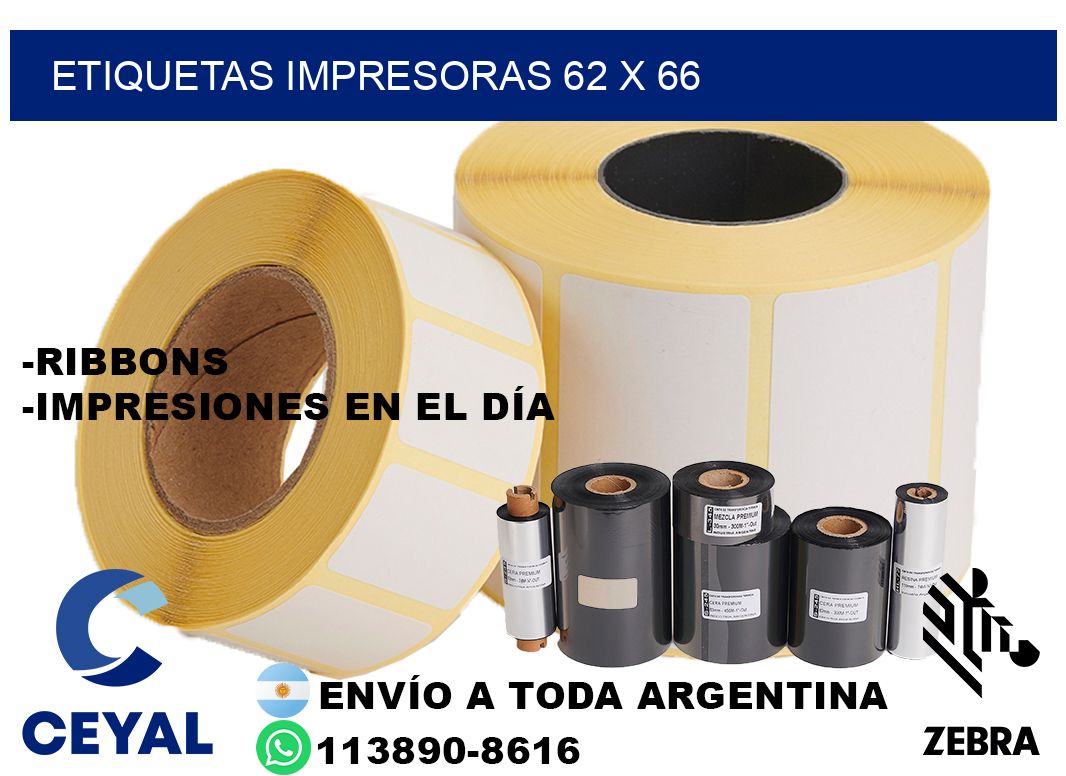 etiquetas impresoras 62 x 66