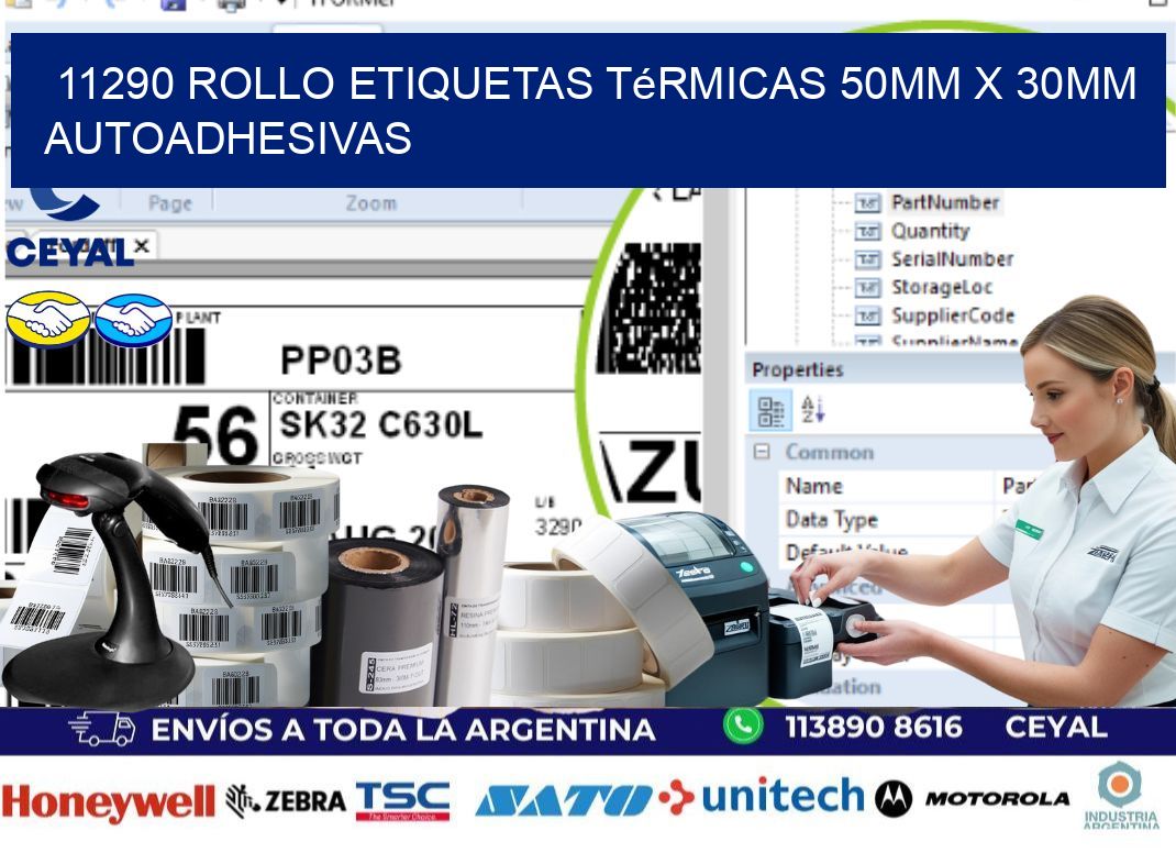 11290 Rollo Etiquetas Térmicas 50mm X 30mm Autoadhesivas