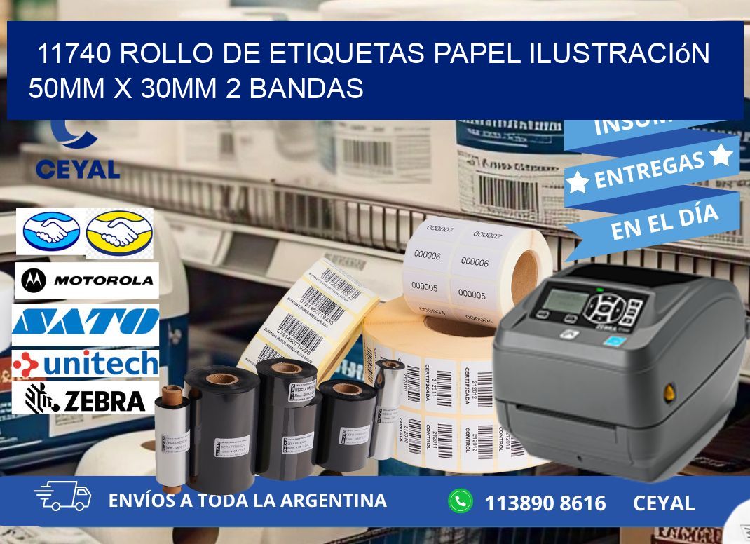 11740 Rollo de Etiquetas Papel Ilustración 50mm x 30mm 2 Bandas