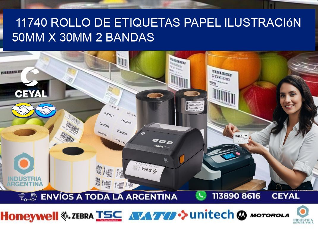 11740 Rollo de Etiquetas Papel Ilustración 50mm x 30mm 2 Bandas