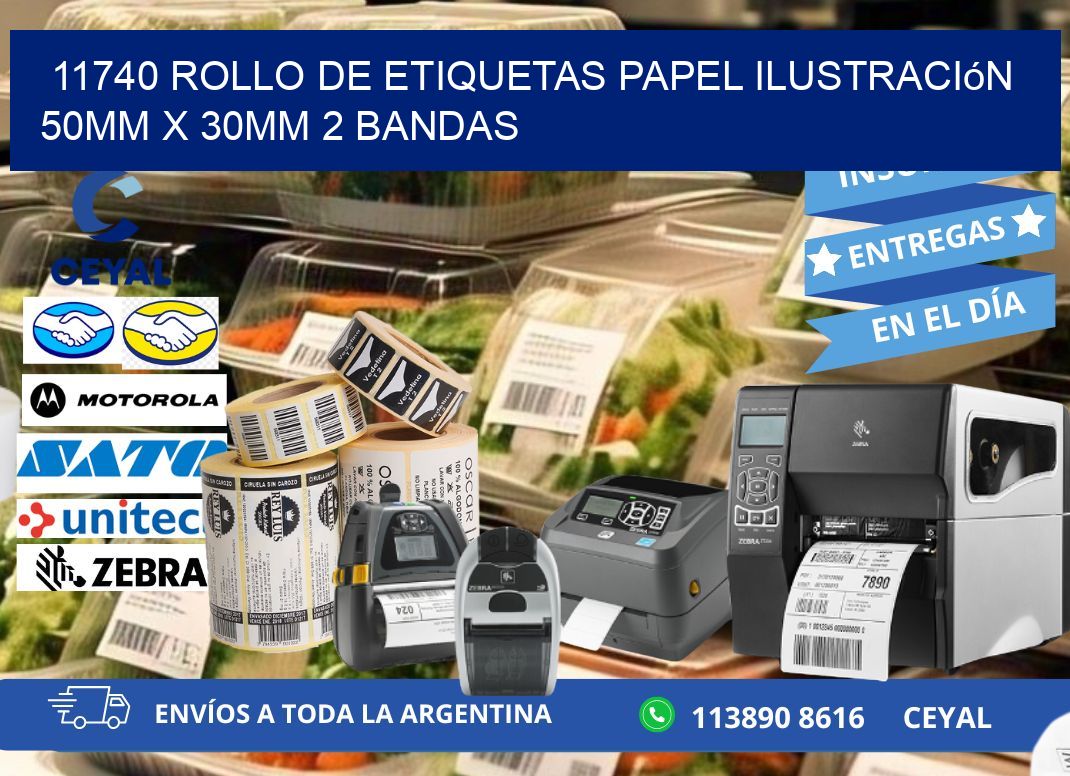 11740 Rollo de Etiquetas Papel Ilustración 50mm x 30mm 2 Bandas