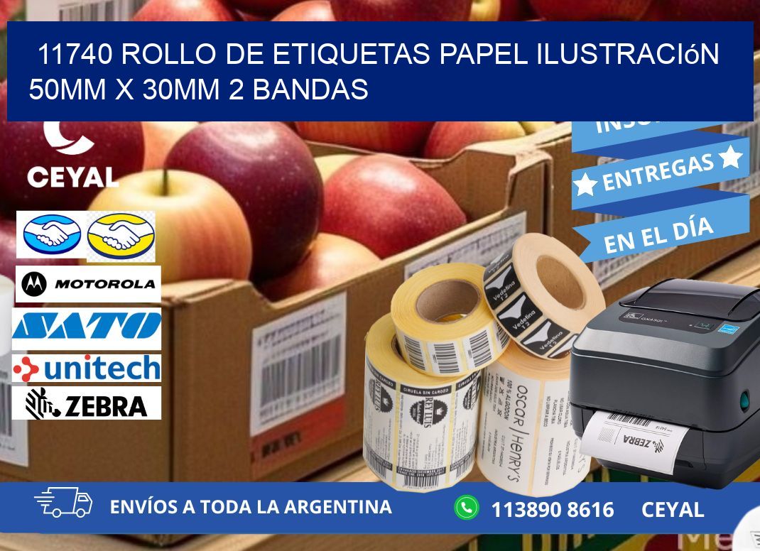 11740 Rollo de Etiquetas Papel Ilustración 50mm x 30mm 2 Bandas
