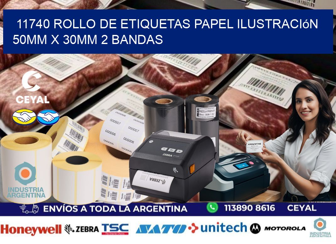 11740 Rollo de Etiquetas Papel Ilustración 50mm x 30mm 2 Bandas