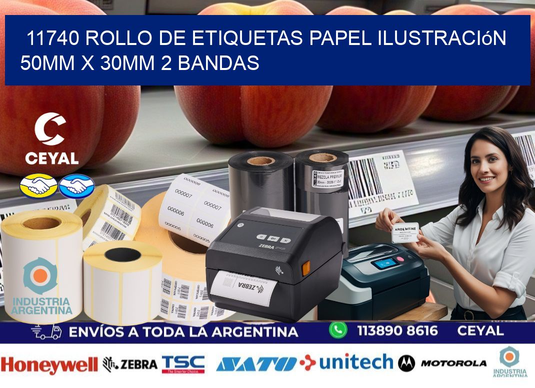 11740 Rollo de Etiquetas Papel Ilustración 50mm x 30mm 2 Bandas