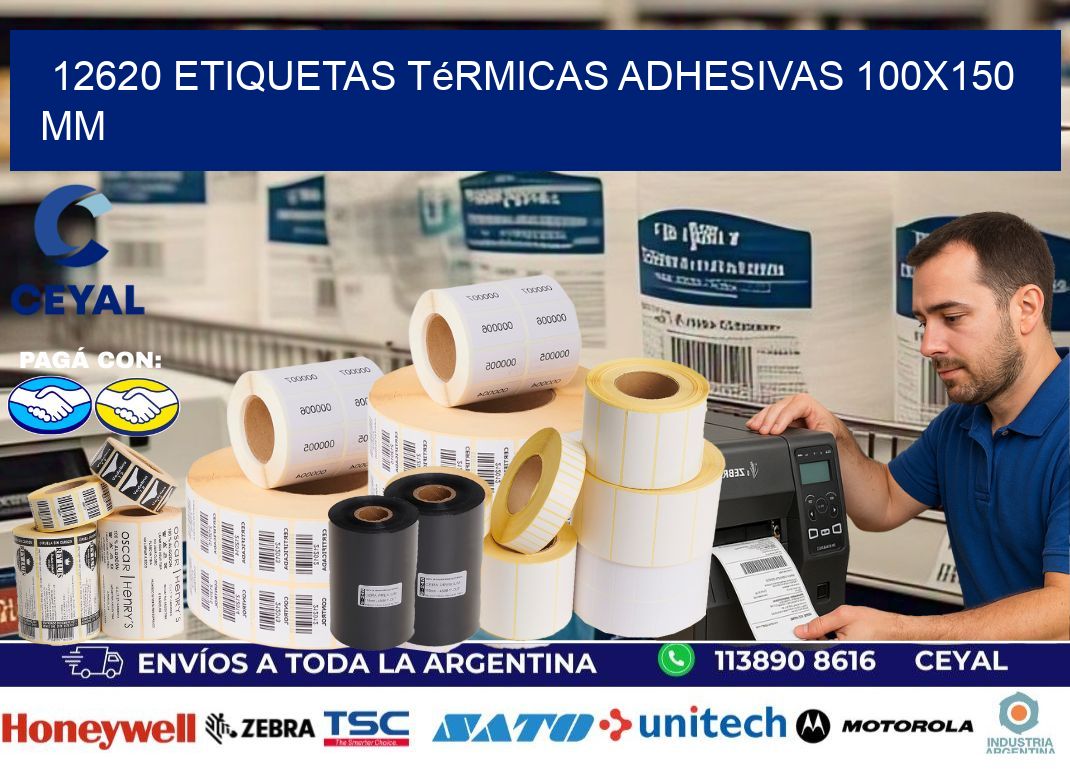 12620 etiquetas térmicas adhesivas 100×150 mm