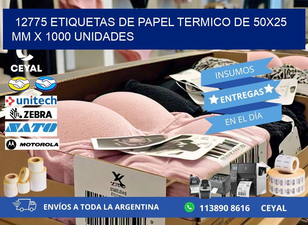 12775 Etiquetas De Papel Termico De 50x25 Mm X 1000 Unidades