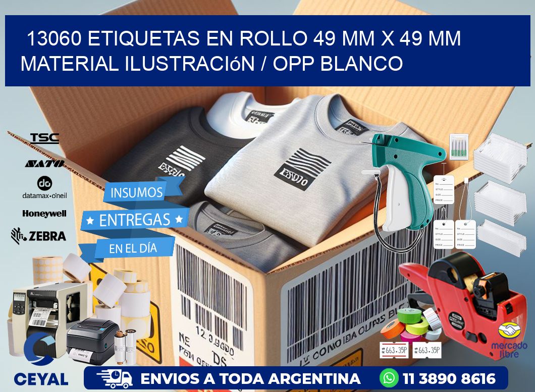 13060 Etiquetas en rollo 49 mm x 49 mm material Ilustración / OPP Blanco