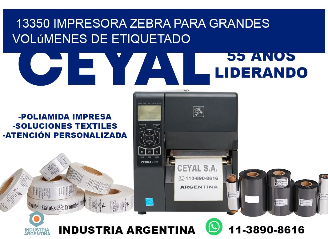 13350 impresora Zebra para grandes volúmenes de etiquetado