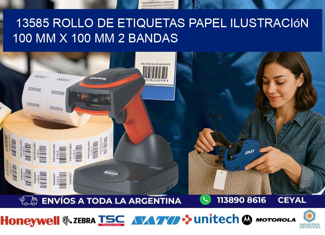 13585 Rollo de Etiquetas Papel Ilustración 100 mm x 100 mm 2 Bandas
