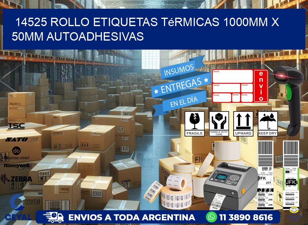 14525 Rollo Etiquetas Térmicas 1000mm X 50mm Autoadhesivas