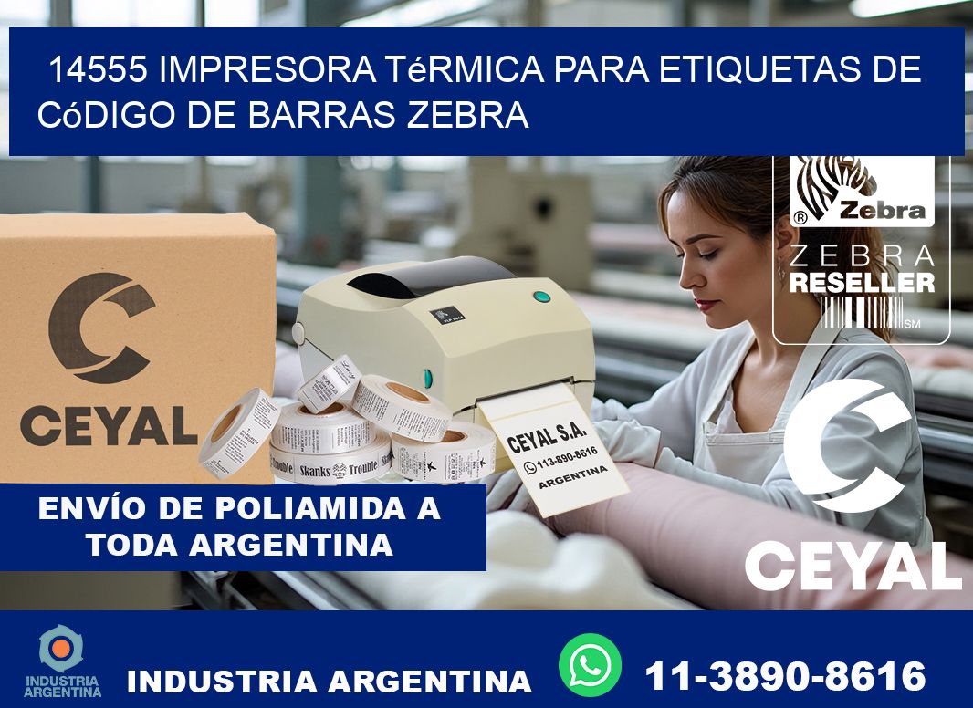 14555 impresora térmica para etiquetas de código de barras Zebra