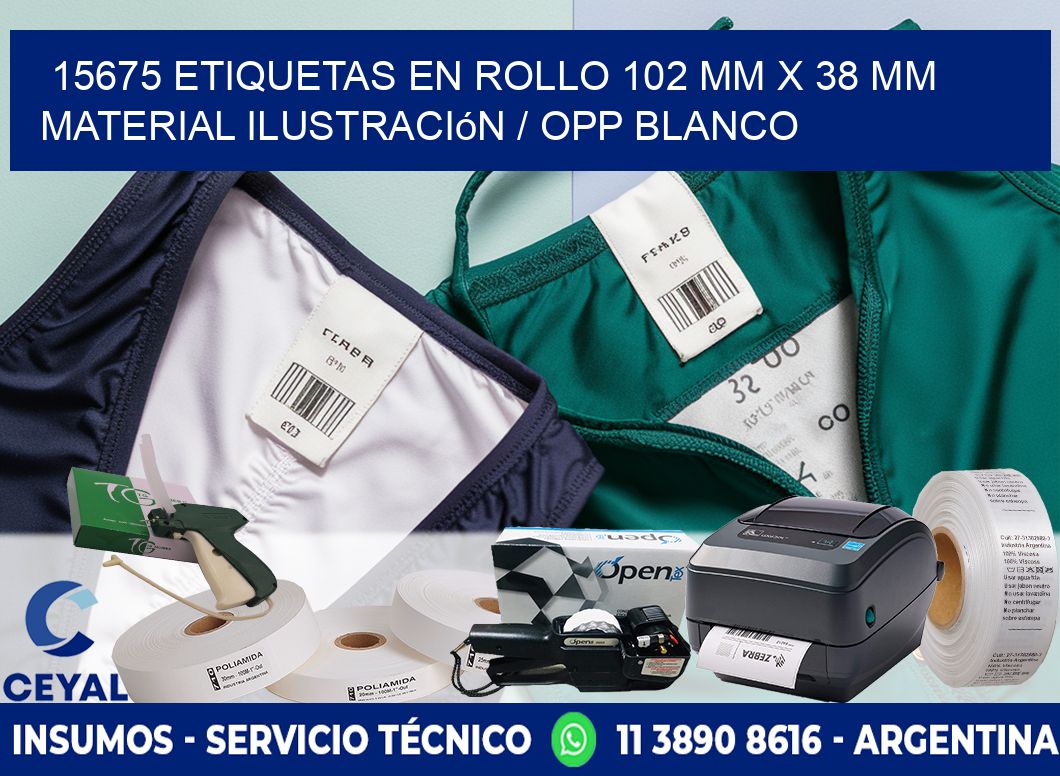 15675 Etiquetas en rollo 102 mm x 38 mm material Ilustración / OPP Blanco