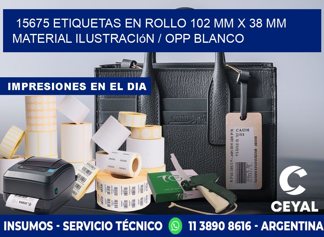 15675 Etiquetas en rollo 102 mm x 38 mm material Ilustración / OPP Blanco