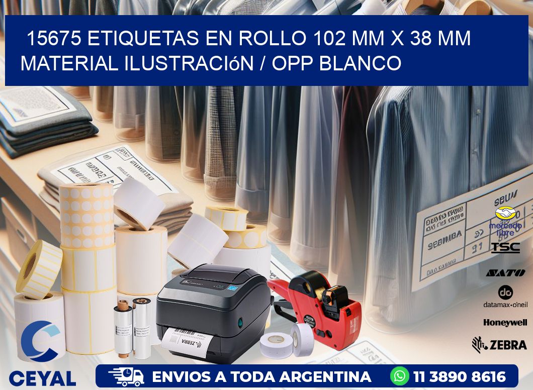 15675 Etiquetas en rollo 102 mm x 38 mm material Ilustración / OPP Blanco