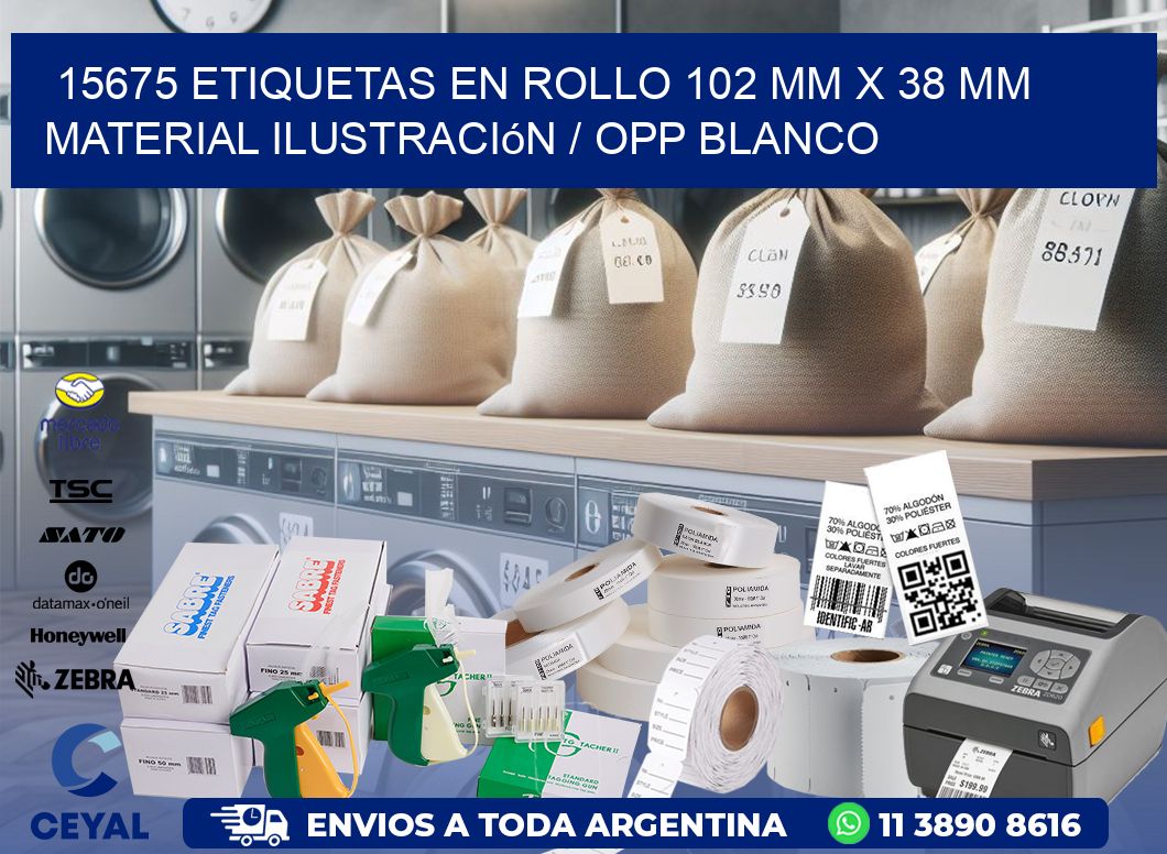 15675 Etiquetas en rollo 102 mm x 38 mm material Ilustración / OPP Blanco