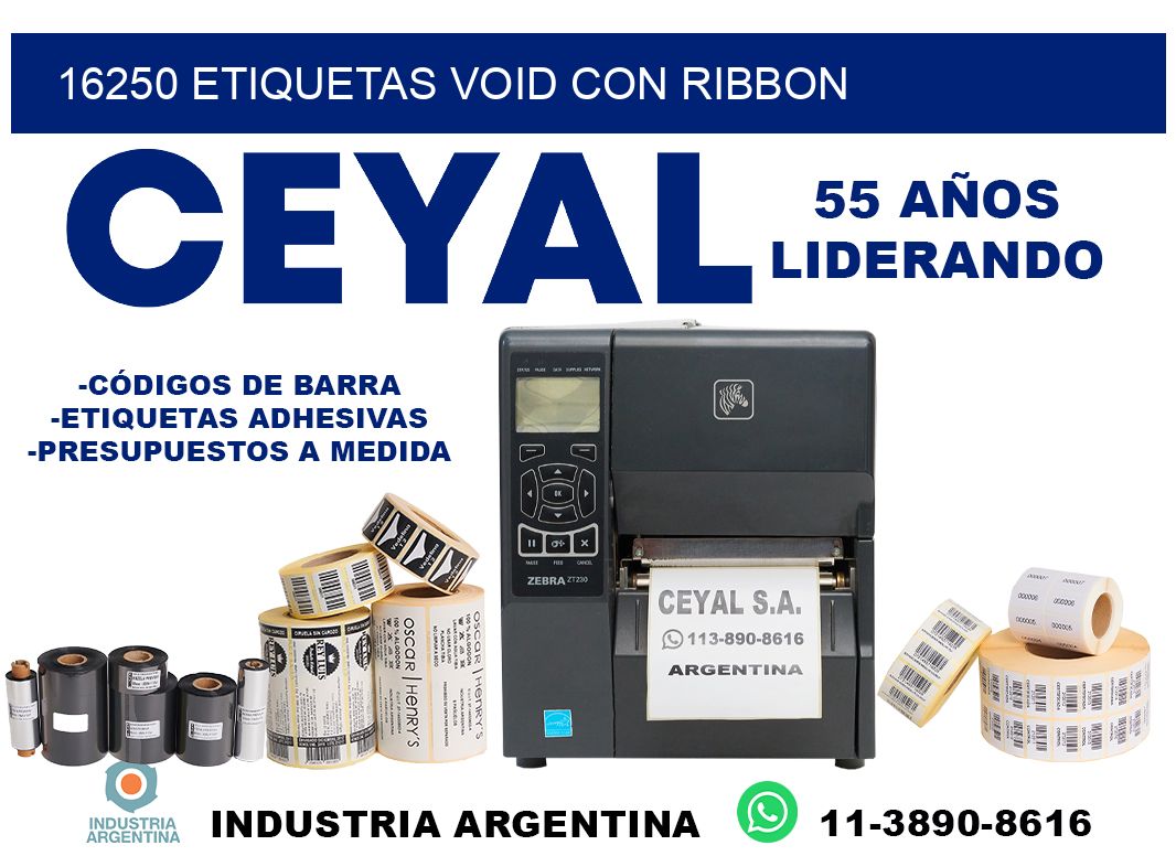 16250 etiquetas void con ribbon