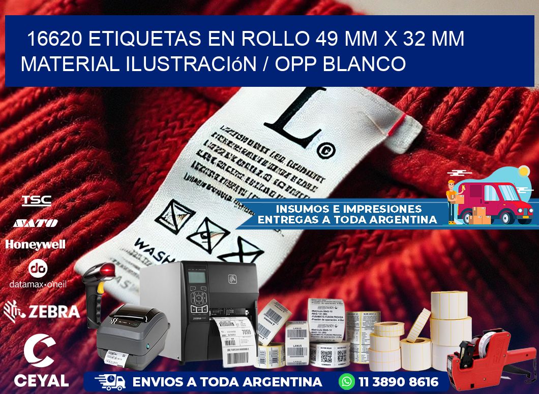 16620 Etiquetas en rollo 49 mm x 32 mm material Ilustración / OPP Blanco