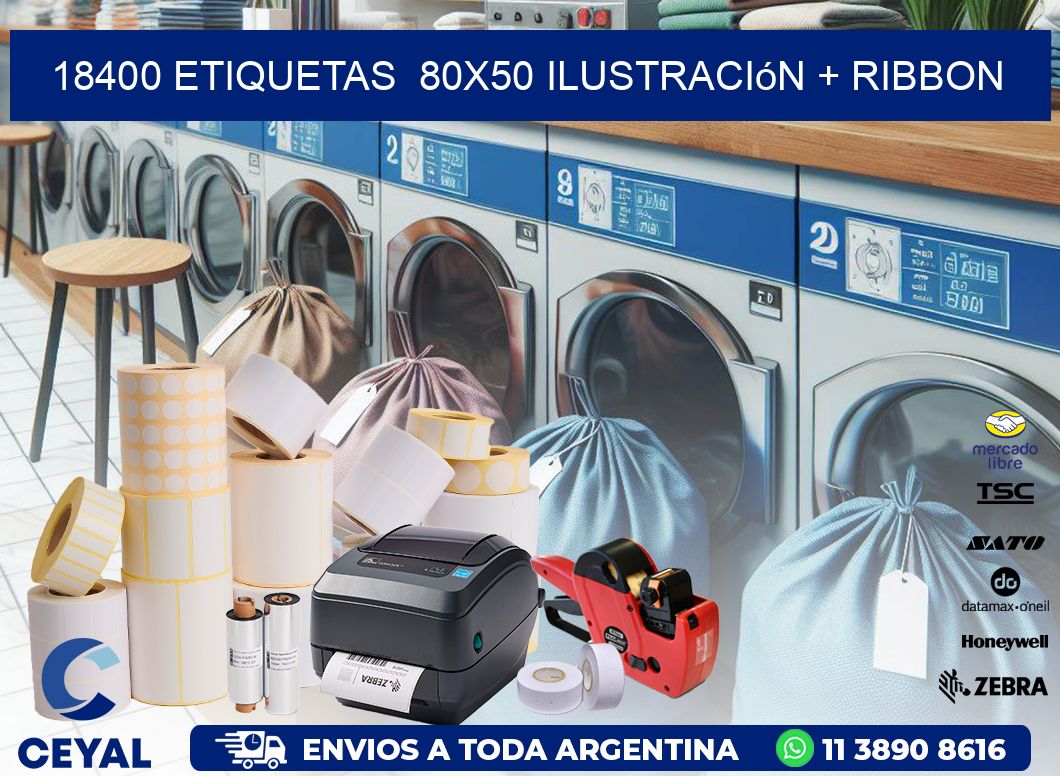 18400 etiquetas  80×50 ilustración + ribbon