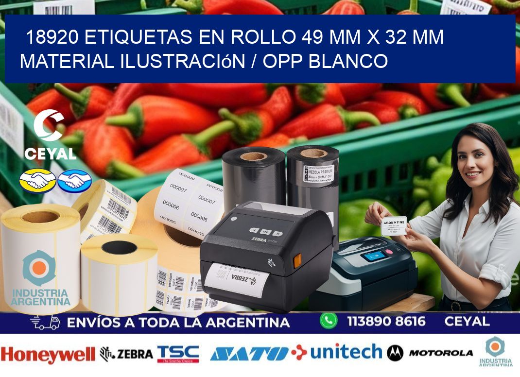 18920 Etiquetas en rollo 49 mm x 32 mm material Ilustración / OPP Blanco