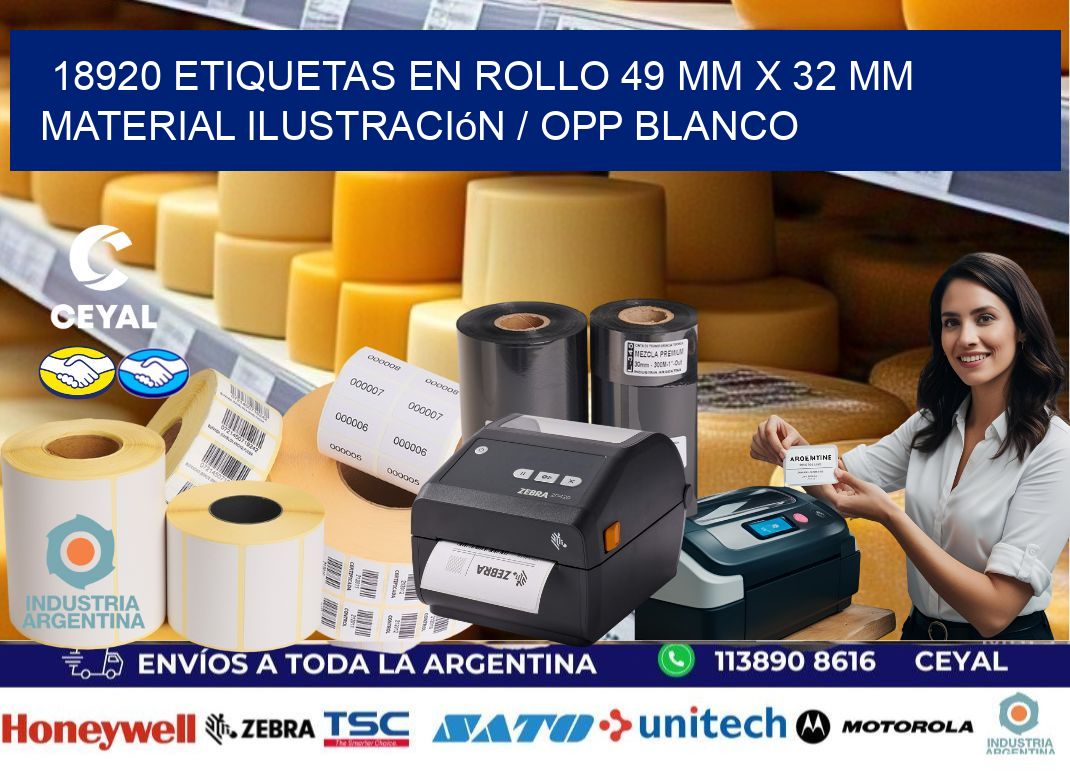 18920 Etiquetas en rollo 49 mm x 32 mm material Ilustración / OPP Blanco