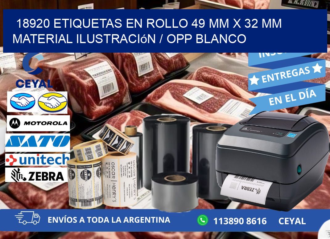 18920 Etiquetas en rollo 49 mm x 32 mm material Ilustración / OPP Blanco