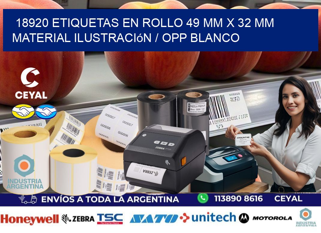 18920 Etiquetas en rollo 49 mm x 32 mm material Ilustración / OPP Blanco