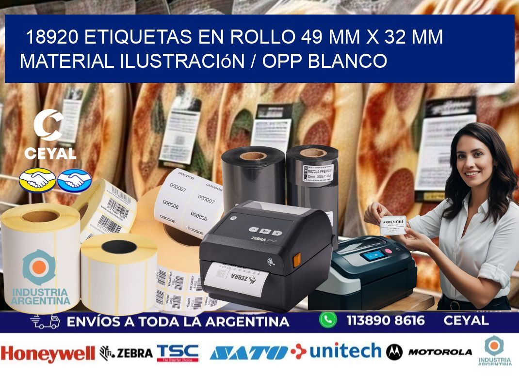 18920 Etiquetas en rollo 49 mm x 32 mm material Ilustración / OPP Blanco