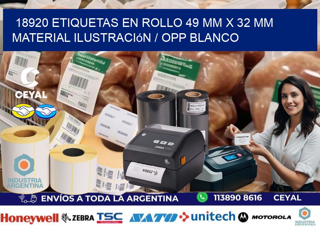 18920 Etiquetas en rollo 49 mm x 32 mm material Ilustración / OPP Blanco