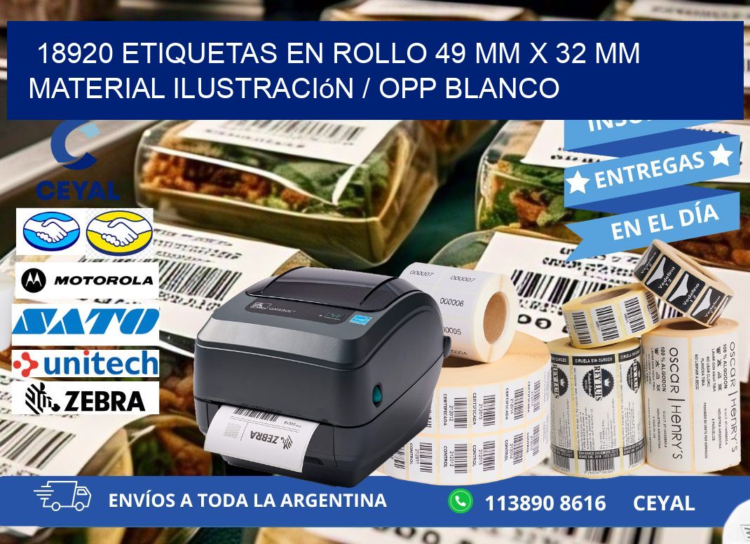 18920 Etiquetas en rollo 49 mm x 32 mm material Ilustración / OPP Blanco