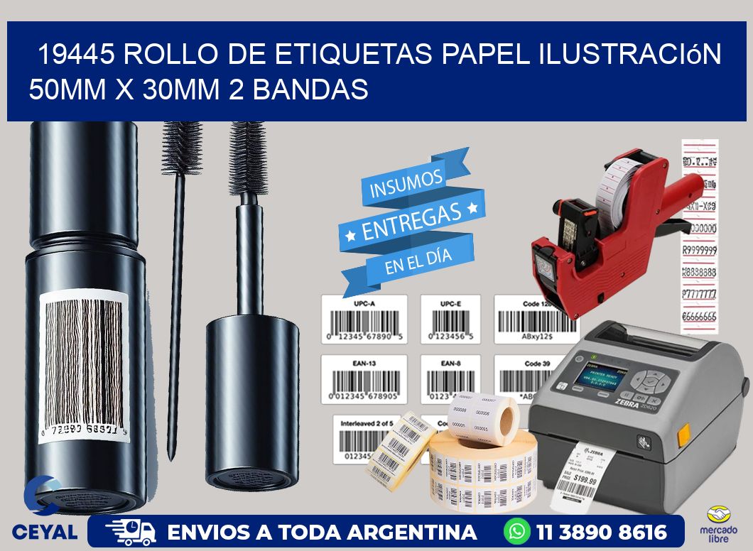 19445 Rollo de Etiquetas Papel Ilustración 50mm x 30mm 2 Bandas
