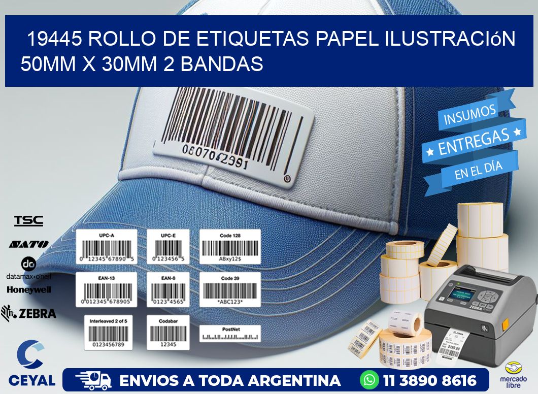 19445 Rollo de Etiquetas Papel Ilustración 50mm x 30mm 2 Bandas